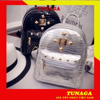 [FREESHIP] Balo nữ Da PU họa tiết Da Cá Sâu Phối Đinh Tán Cá Tính_Trẻ Trung