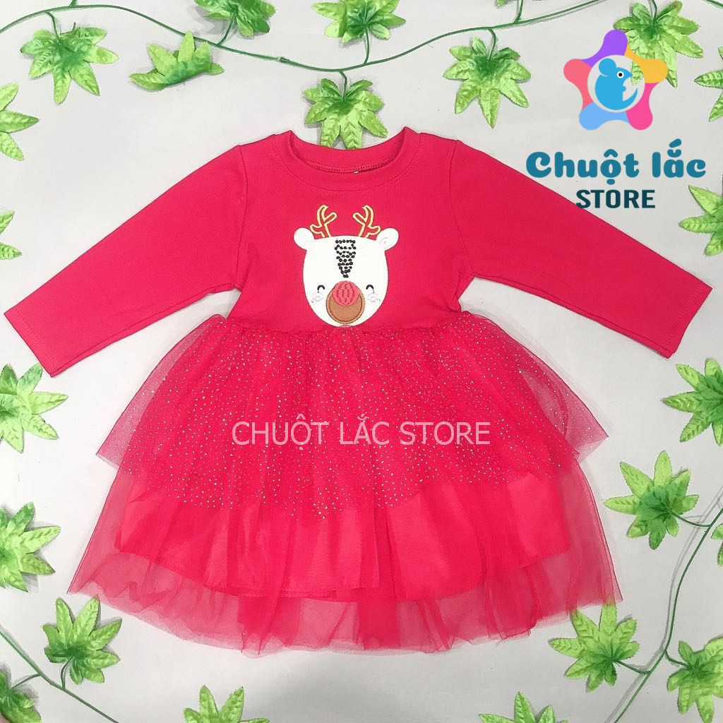 Váy Công Chúa Tuần Lộc Chuột Lắc Store Cho Bé Gái Diện Noel Tết Chất Cotton Len 8Kg Đến 22Kg Màu Đỏ