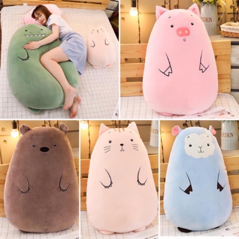 Gấu bông Animal size 50cm béo ú cute, Gối ôm vải miniso có dây kéo, Xưởng Sỉ Gấu ...