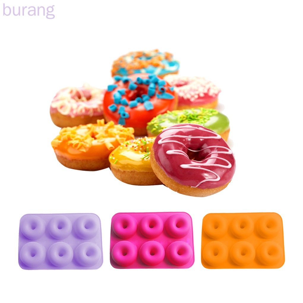 Khuôn silicone làm bánh donut 6 ngăn không dính an toàn