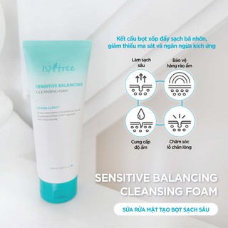 Sữa rửa mặt dạng bọt ISNTREE SENSITIVE BALANCING CLEANSING FOAM 150ml