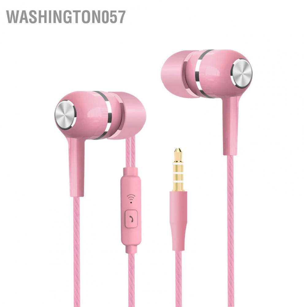Washington057 Wired Sport Earphone Stereo Earbuds with Microphone Good Bass for Laptop PC Mobile Phone