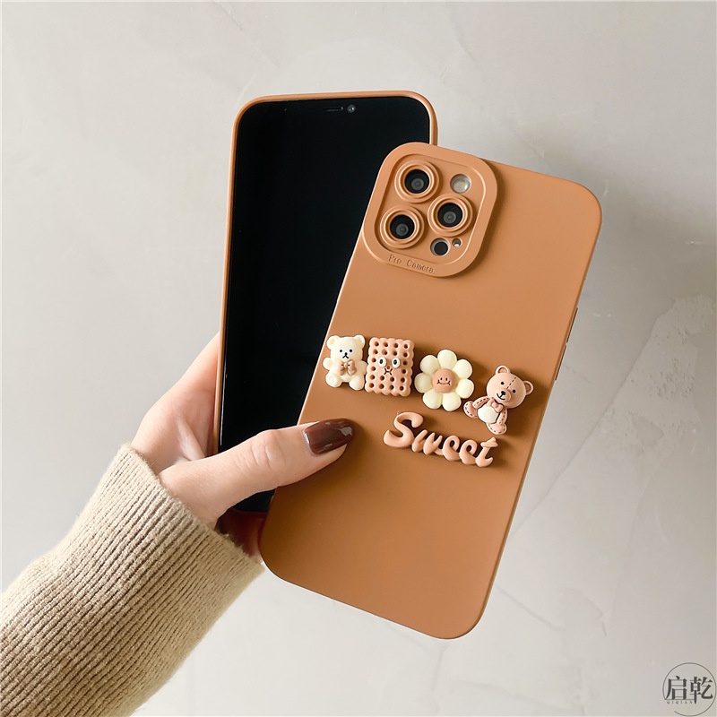 Ốp Điện Thoại Chống Sốc In Hình Gấu Và Bánh Quy Cho iphone 15 pro max 14 / 13 / 12 / 11 pro max xs xr xsmax 7plus