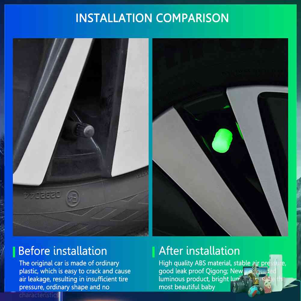 Set 4 Vỏ Bọc Van Schrader Dạ Quang Cho Xe Máy / Xe Đạp