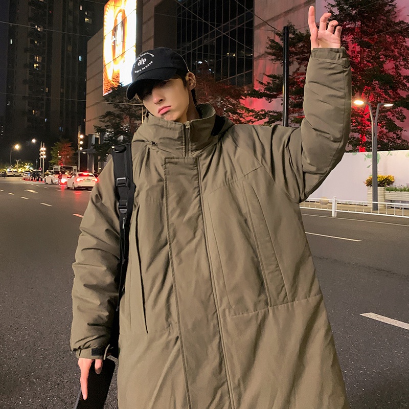 Áo phao nam dáng dài có mũ 2 màu dễ phối đồ dày ấm