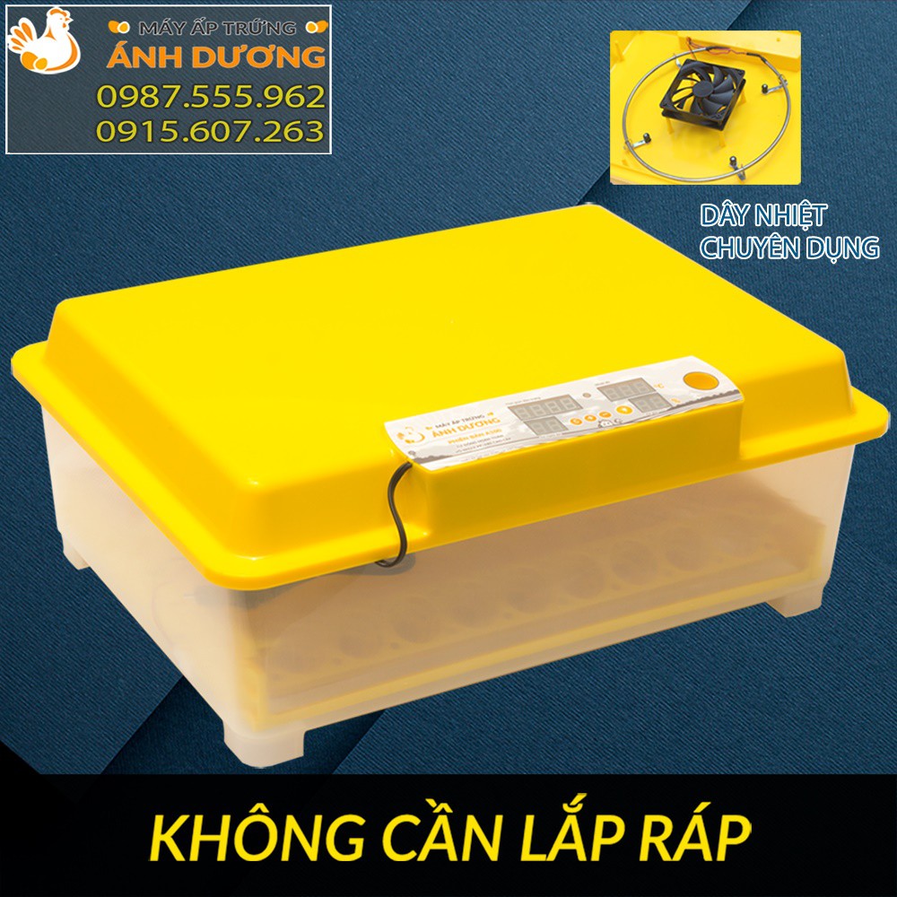 Máy ấp trứng Mini Ánh Dương A100 - 54Trứng Khay Nhựa - Lắp Ráp Sẵn + Tặng kèm gói úm, Bình châm nước