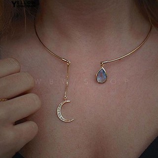 Dây chuyền mặt trăng lưỡi liềm đính đá pha lê