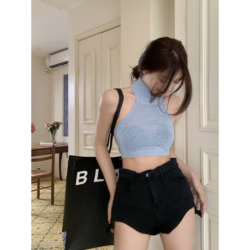 Áo Thun Cổ Tròn Hở Lưng Phong Cách Hàn Quốc Quyến Rũ Thời Trang Cho Nữ