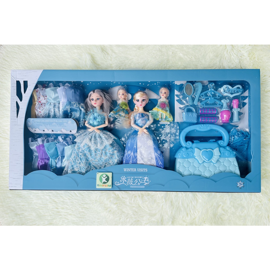 Đồ chơi Búp bê Elsa 5D Kèm Phụ Kiện Doll Nữ Hoàng Băng Giá Hàng Đẹp Cỡ To tóc mây tết tóc cho bé