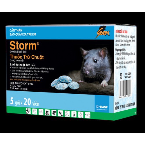 Thuốc Diệt Chuột - STORM Đức Gói 20 viên sản phẩm trừ chuột tốt nhất từ Đức Diệt chuột an toàn, không gây hôi nhà