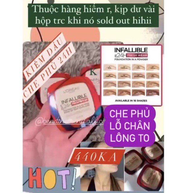 [AUTH-ĐỦ BILL] PHẤN NỀN MỊN NHẸ 24H LOREAL INFALLIBLE