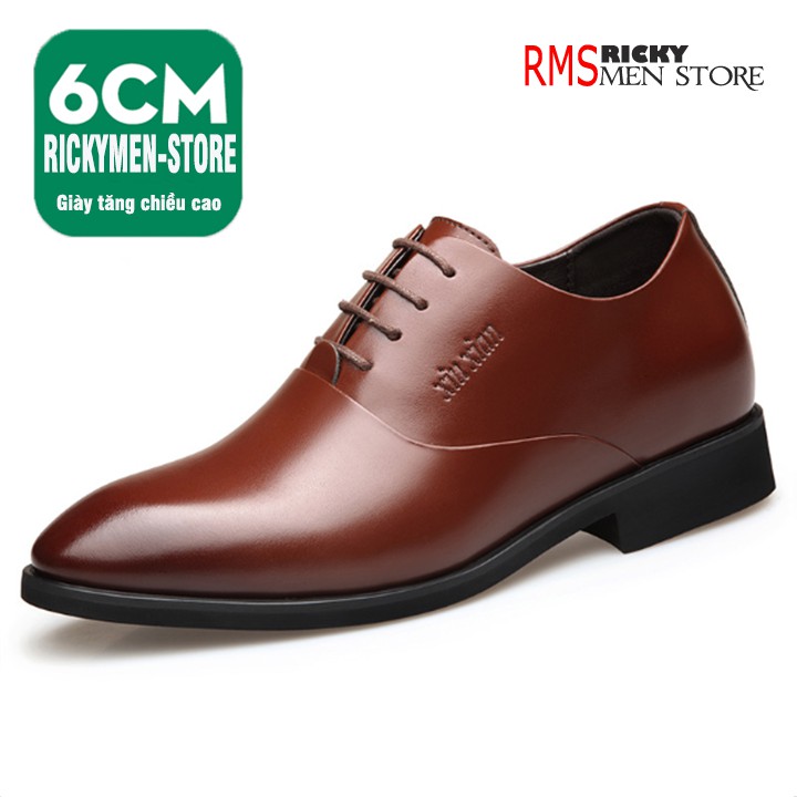 Giày tây nam da bò tăng chiều cao 6CM - Giày công sở nam cao cấp RICKY MEN M13