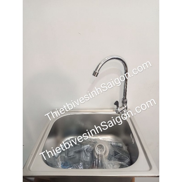 Trọn bộ chậu rửa chén + vòi rửa, bồn rửa chén bát 1 hố, 1 hộc ngăn sâu inox SUS 304 giá rẻ, Ship nhanh 1 giờ tại Tphcm