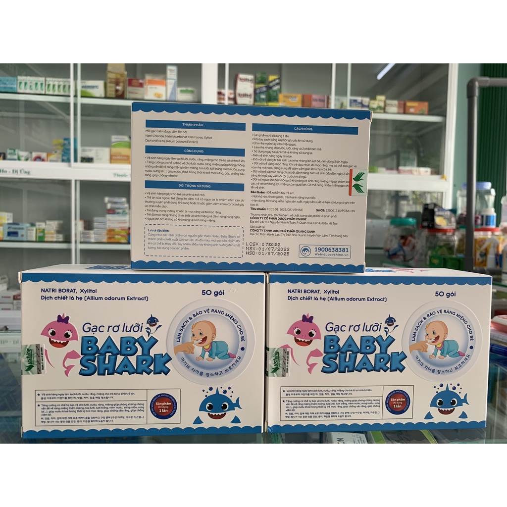 GẠC RƠ LƯỠI BABY SHARK (HỘP 50 GÓI)