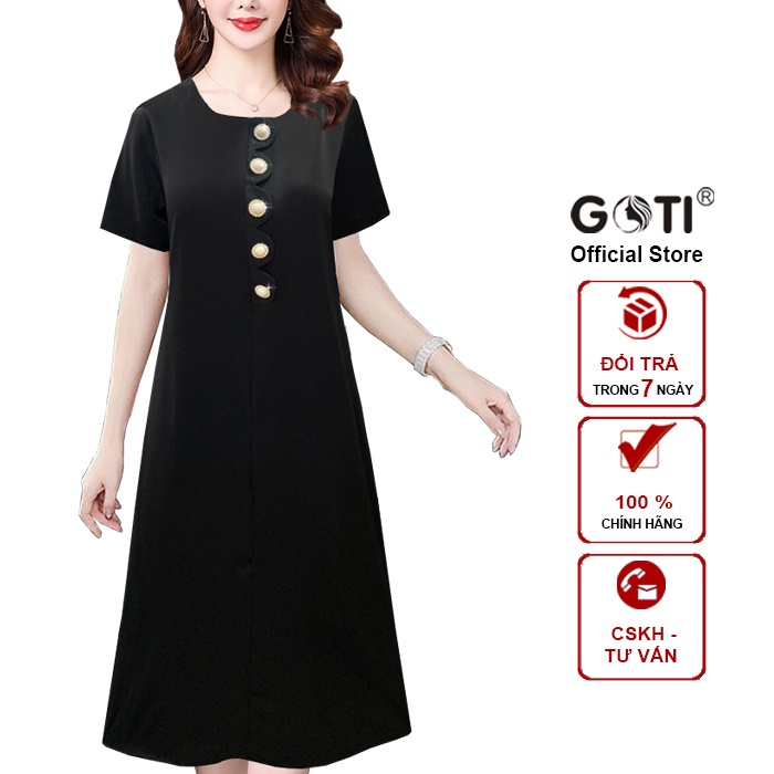 Goti - Đầm Trung Niên Dáng Suông Bigsize Vải Lụa Rộng Eo Tay Lỡ Dành Tặng Mẹ U50 U60 3334 3329