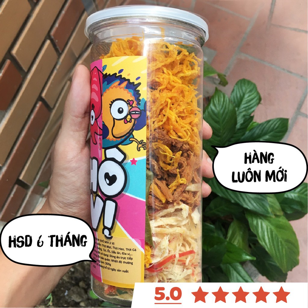 Khô gà mix khô heo mực DumBum 3 vị trong 1 hộp 300g đồ ăn vặt Sài Gòn vừa ngon vừa rẻ