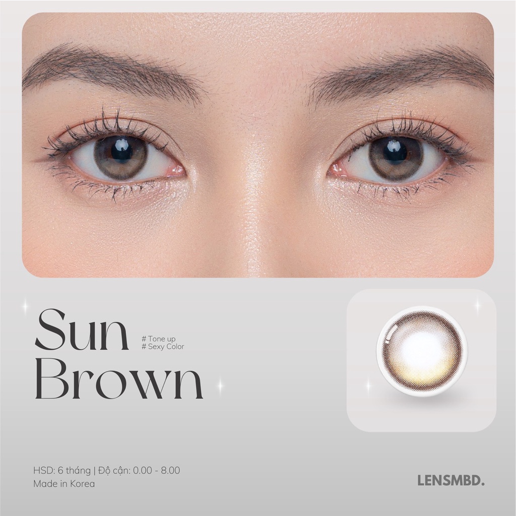 Lens kính áp tròng LENSMBD Sun Brown nâu baby hiệu ứng filter full độ cận 0.00 - 8.00
