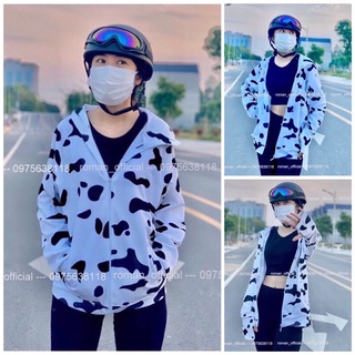 Áo chống nắng, áo k nam nữ phối hình Bò.Sữa chất vải umi co giãn thoải mái
