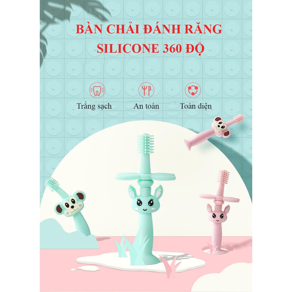 Bộ bàn chải đánh răng sữa 360 độ với 3 đầu bàn chải kèm theo cốc nước dành cho trẻ nhỏ, làm quen với việc đánh răng