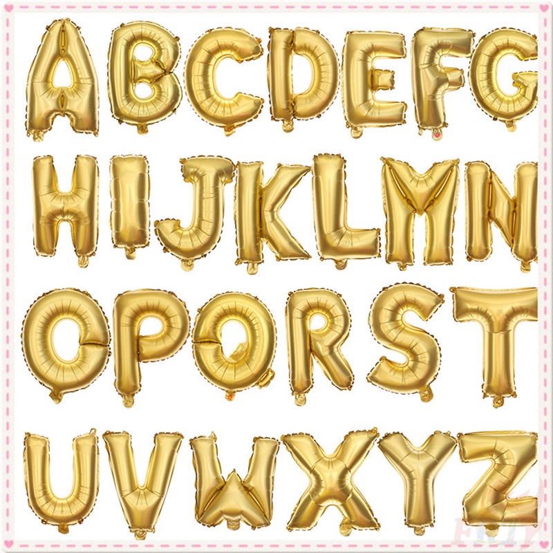 Bong bóng lá nhôm hình chữ cái A-S 16inch trang trí tiệc
