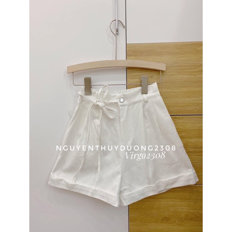 [Ảnh thật/Sẵn]Quần sooc thô thắt nơ eo Quảng Châu 8895