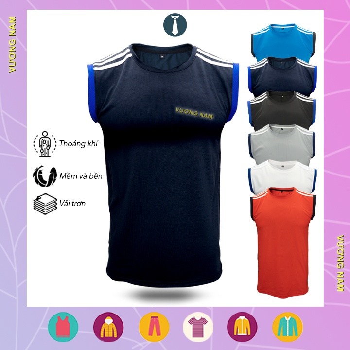 Áo ba lỗ tanktop nam sát nách kiếu dáng thể thao vải thun lạnh vân VN20F