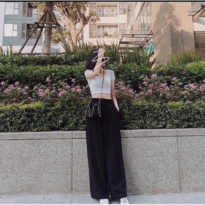 [Order- SẴN ĐEN M] Quần suông chất lụa (có ảnh thật) | BigBuy360 - bigbuy360.vn