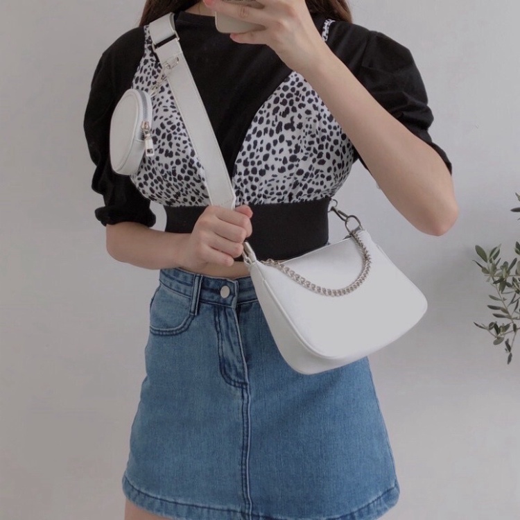 TÚI KẸP NÁCH ĐEO CHÉO NỮ 5 CHI TIẾT GỒM 2 TÚI VÀ 3 QUAI ĐEO CHÉO KẸP NÁCH