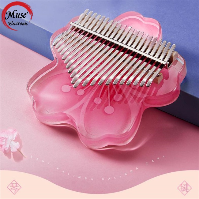 Đàn Kalimba 17 / 21 Tone BằNg Acrylic HọA TiếT Hoa Anh ĐàO