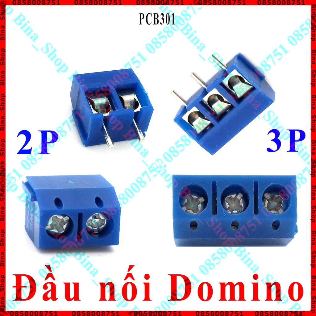 Đầu nối Domino hàn mạch Header 2P/3P chân thẳng xanh lá / xanh dương (tự chọn)