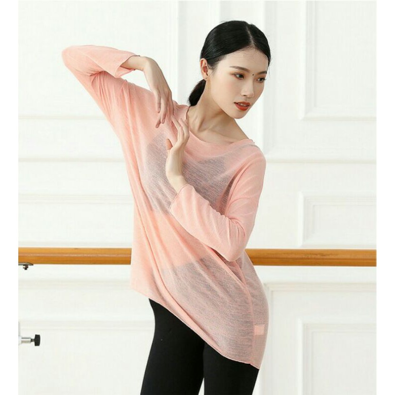 A07 | Áo lưới tập múa đương đại dài tay - Đồ Múa Tuệ Nhiên