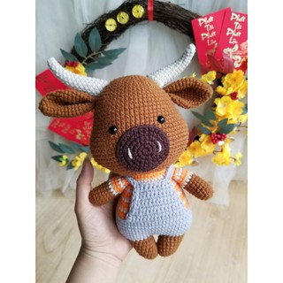 Trâu móc len handmade trang trí tết quà tặng tết tân sửu 2021