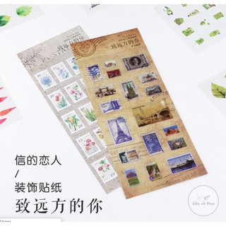 【B5】 STICKER STAMP VINTAGE CHỐNG NƯỚC