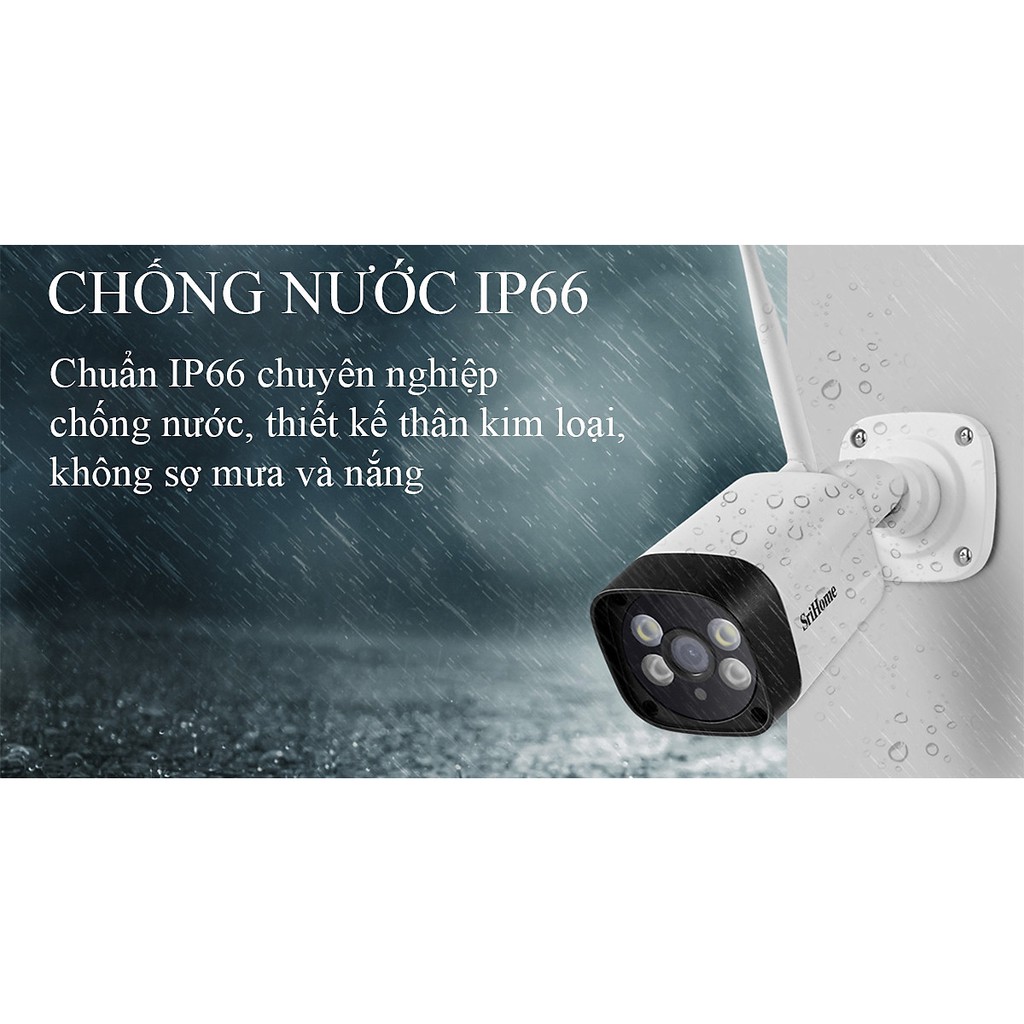 Camera Wifi SriHome Sh035 - 3.0Mpx 1296P- Camera Ngoài Trời Quay Đêm Siêu Nét,Vỏ Thép Chống nước, Cảnh báo chuyển động