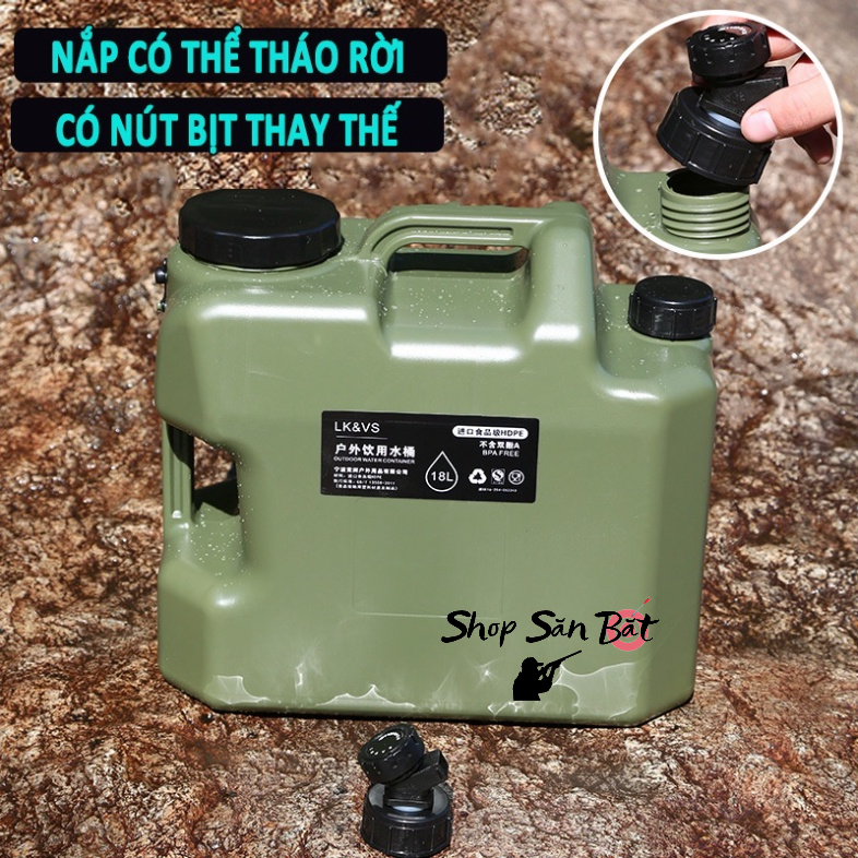 Bình đựng nước cắm trại du lịch dã ngoại di động ngoài trời, có van khóa, có vòi nối dài tiện lợi - DCP9