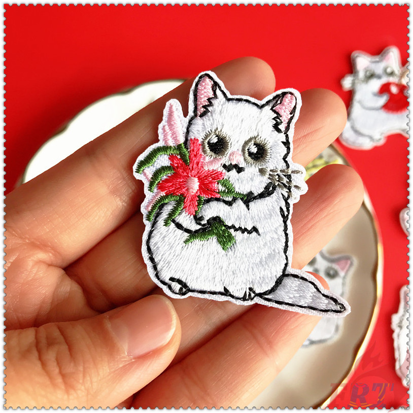 ✿ Sticker Ủi Thêu Hình Động Vật - Cuộc Sống Của Mèo Trắng ✿ 1 Sticker Ủi Thêu Hình Mèo Dễ Thương