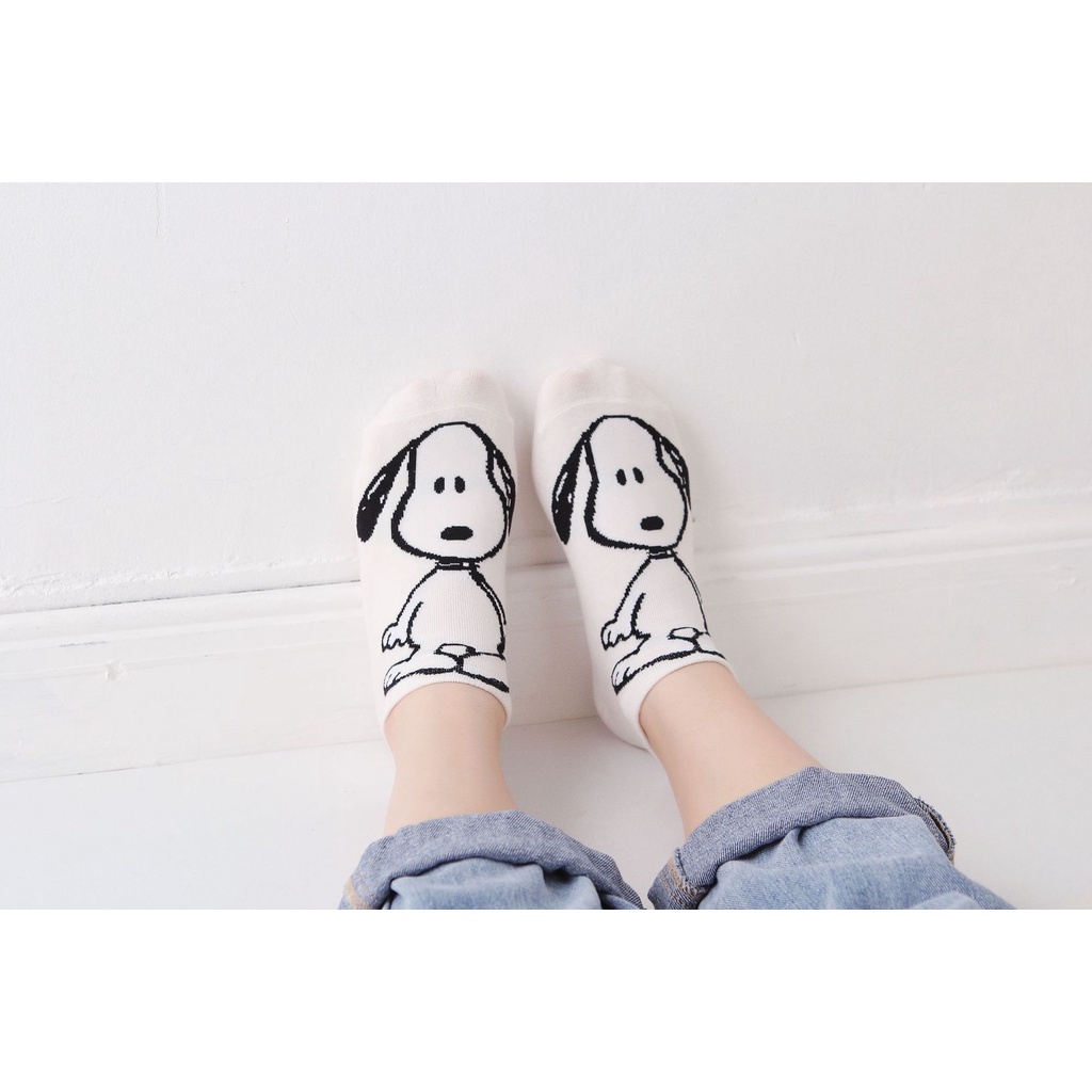 Tất nữ Cổ thấp in hình Snoopy Charlie Hoạt hình Dễ thương Vớ nữ cổ ngắn Cute Cổ thuyền Nhật Bản Chất Cottonn