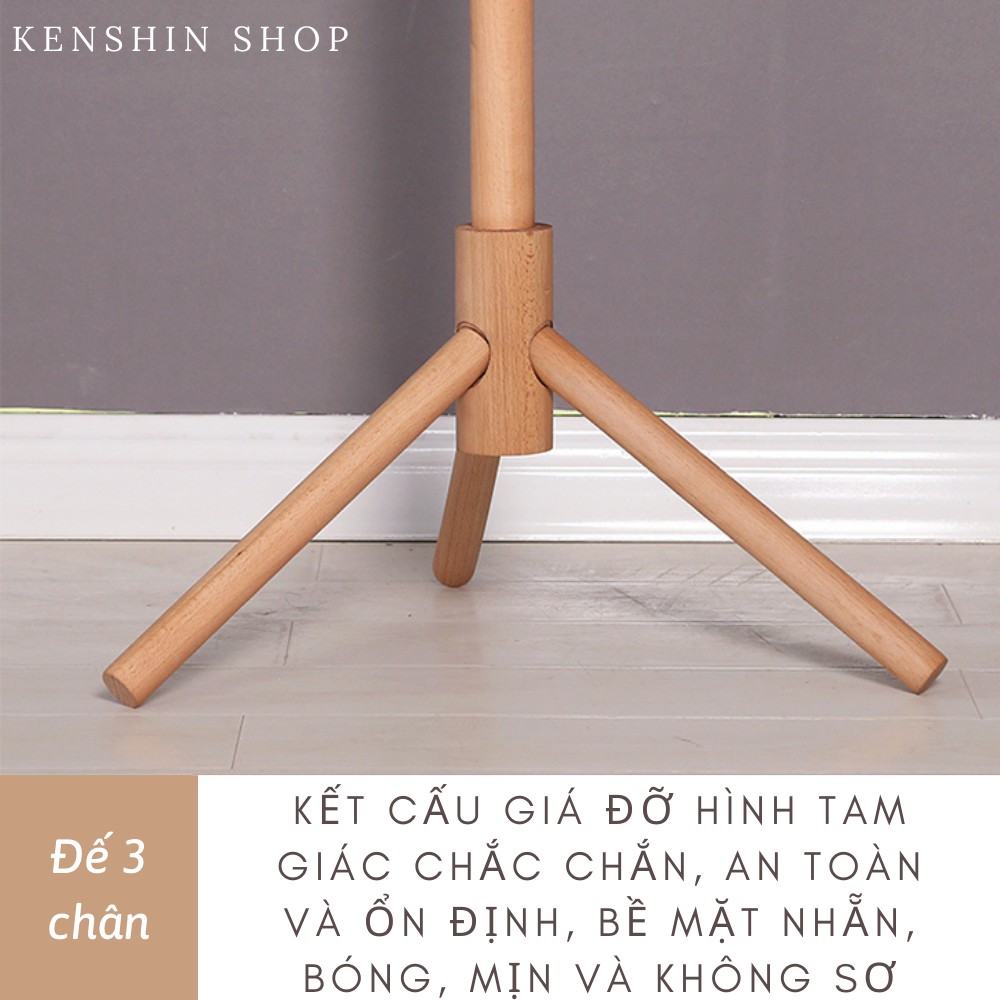 Cây Treo Quần Áo Gỗ, Giá Treo Quần Áo Đứng Gọn Gàng Kiểu Hàn Quốc KENSHIN SHOP