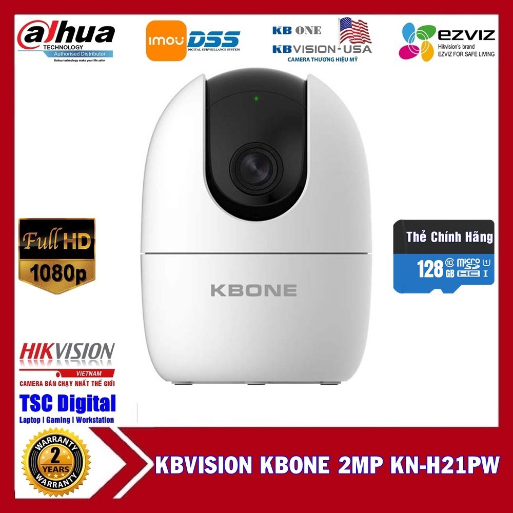 CAMERA IP WIFI KBONE KN-H21P 2.0 MEGAPIXEL, XOAY 360 ĐỘ, TÍCH HỢP CÒI BÁO ĐỘNG, ĐÀM THOẠI 2 CHIỀU