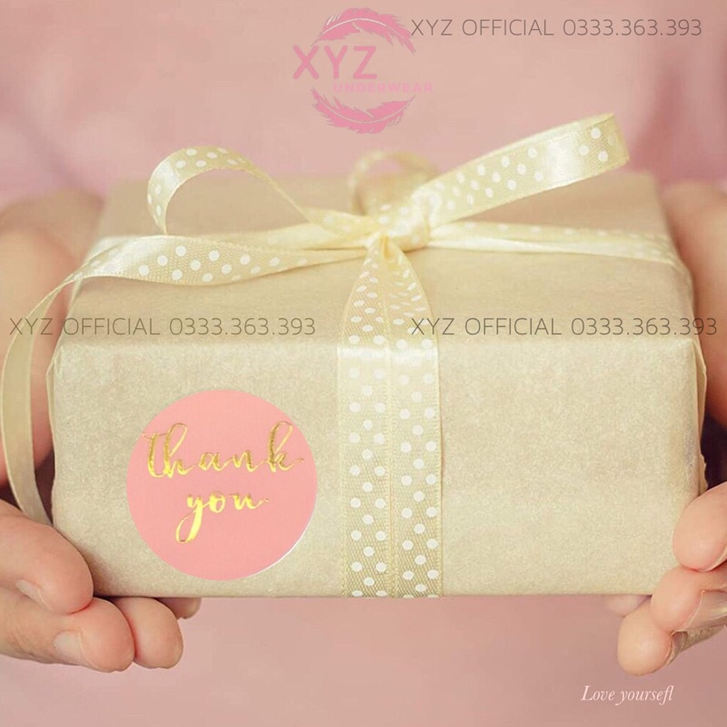50- 100 Sticker miếng dán  thank you ánh nhũ trang trí hộp quà, túi giấy, trang trí gói hàng,giấy gói quần áo dễ thương.