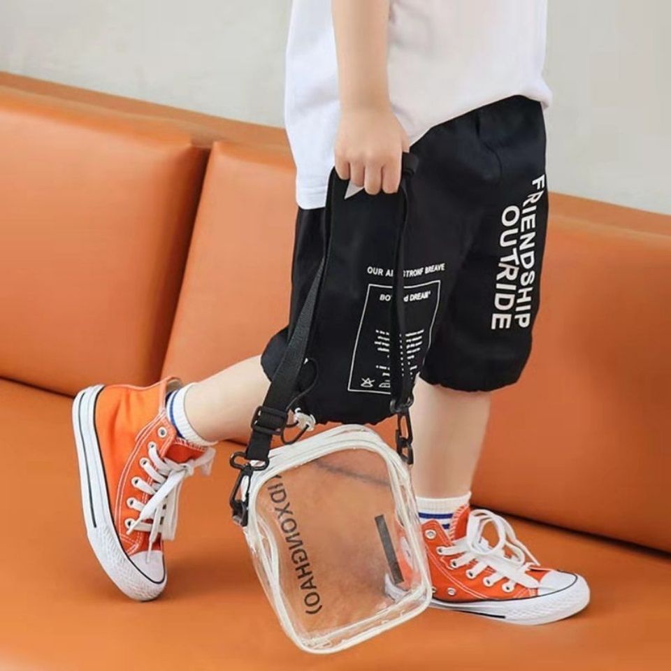 Quần Short Mỏng Màu Trắng Đen Thời Trang Mùa Hè Cho Bé Trai