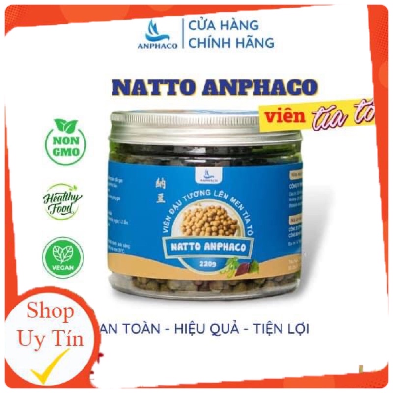 Natto Anphaco, hộp viên Đậu tươmg lên men tía tô 220g, quatangsuutam.vn, NON GMO - Healthy food
