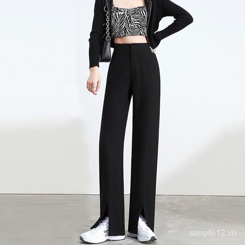 Quần ống rộng xẻ gấu lưng cao khoá thẳng siêu hách dáng mã mới _088