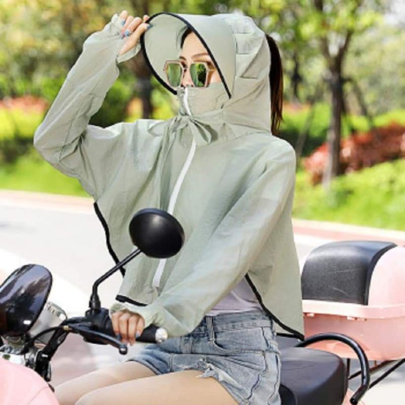 Áo chống nắng ni lông có nón và che mặt,,,