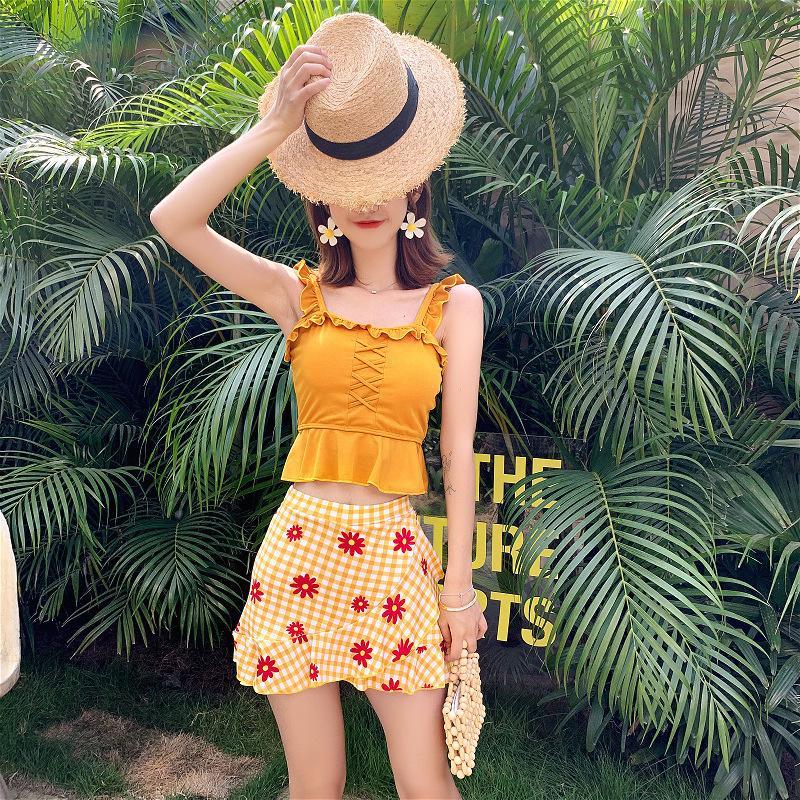 Bộ Đồ Bơi In Họa Tiết Lá Cây Phong Cách Hàn Quốc Cho Nữ | BigBuy360 - bigbuy360.vn