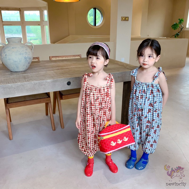 Áo Liền Quần Hai Dây In Hoa Cho Bé Gái