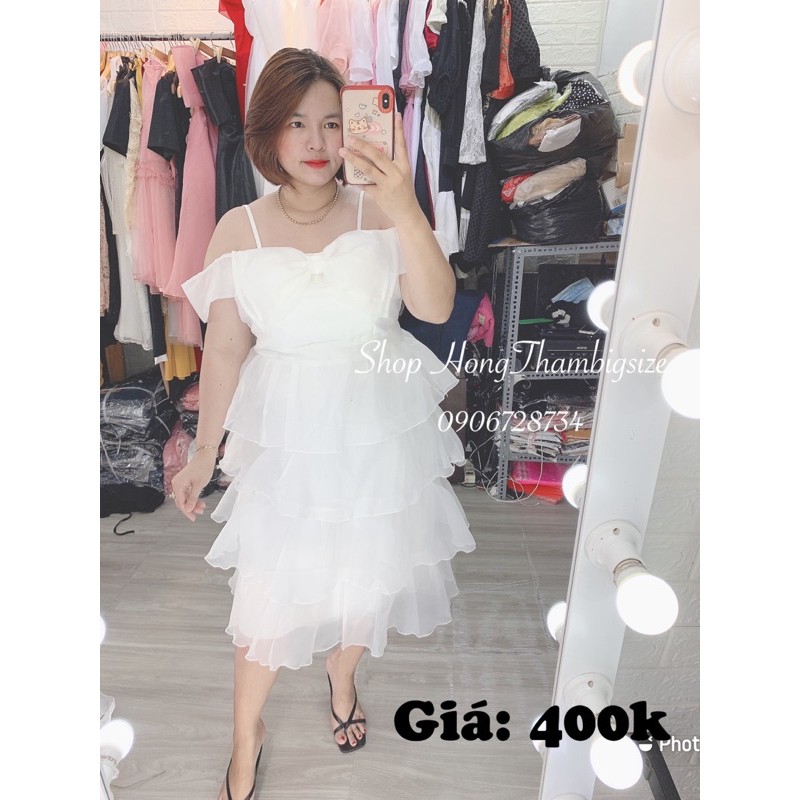 BigSize Đầm công chúa rớt vai nơ