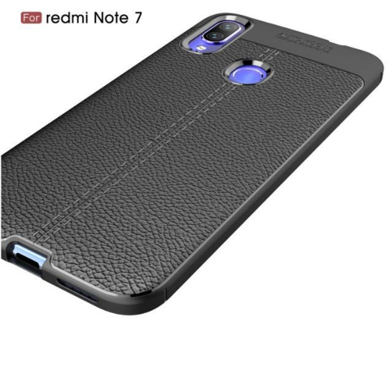 Ốp lưng Xiaomi Redmi Note 7 silicon giả da, chống sốc Auto Focus(đen)