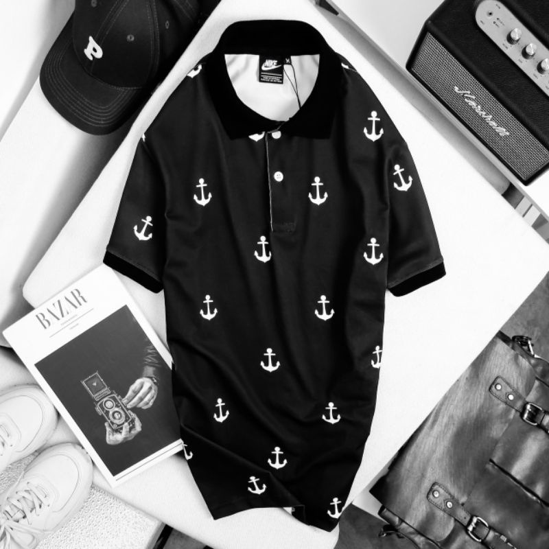 Áo Thun Nam Cổ trụ Mỏ Neo Nhí Hàng Cao Cấp, Áo Phông Nam Tay Ngắn Thể Thao Chất Cotton Co Giãn 4 Chiều Thoải Mái