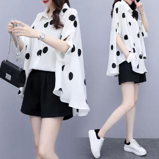 ❤️Bộ Đồ Thời Trang Thanh Lịch Cá Tính Cho Nữ❤️Áo Sơ Mi Voan Cánh Dơi Cổ Đứng Kèm Quần Short Xẻ Tà Thời Trang Mùa Hè